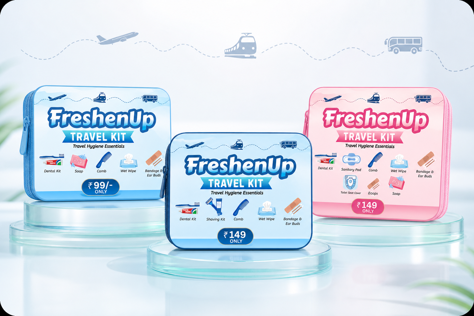 FreshenUp premium travel hygiene kit